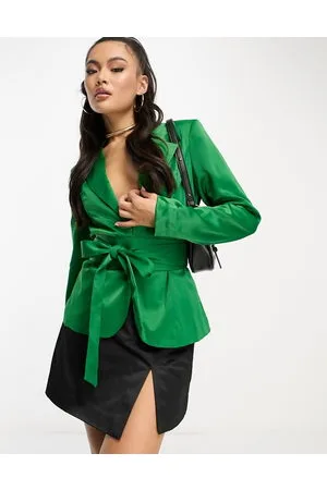 Unique 21 Belted corset satin blazer co ord in bright