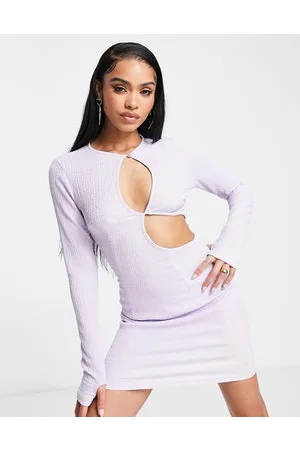 NaaNaa Lilac cut out mini dress with textured fabric