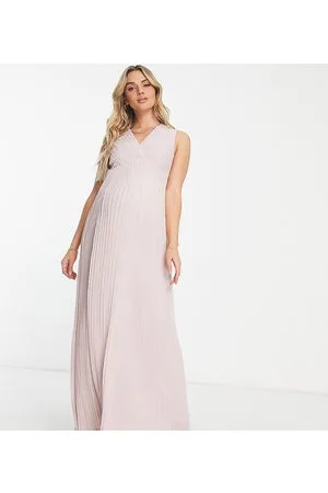 TFNC Pleat waistband maxi dress in mink