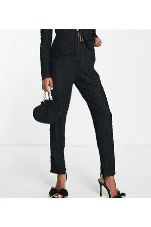 Lola May Textured trousers co-ord in chocolate black