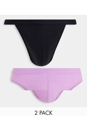 ASOS 2 pack swim briefs and thong in purple/black SAVE
