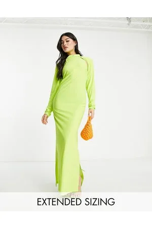 VERO MODA X Joann Van Den Herik detachable sleeve racer neck maxi dress in lime popsicle