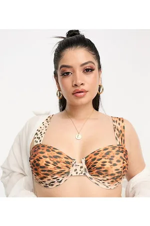 River Island Animal print balconette bikini top in brown