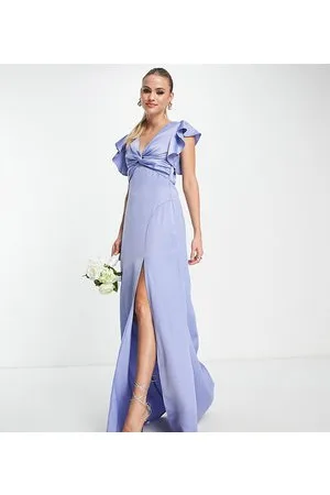 TFNC Bridesmaid twist front maxi dress in powder