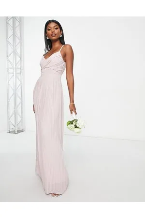 TFNC Bridesmaid pleated wrap front maxi dress in