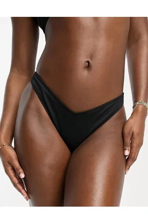 Hollister Ribbed v-front high leg co-ord bikini bottom in