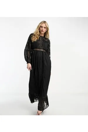 Reclaimed Maxi satin dress with mixed scale lace in