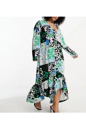 ASOS ASOS DESIGN Curve hi low hem midi dress in splice floral print