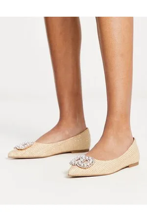 ASOS Lola faux pearl pointed ballet flats in natural