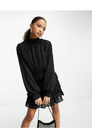 In The Style Textured high neck tiered mini skater dress in