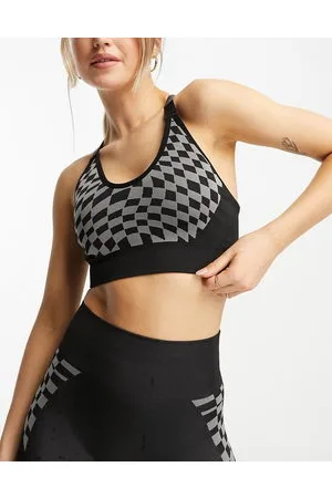 Urban Threads Seamless racer back crop top in checkerboard print