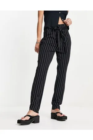 JDY Tapered trousers with paperbag waist in pinstripe