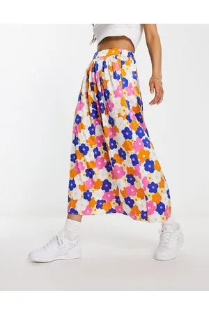 Monki Floral print midi skirt in