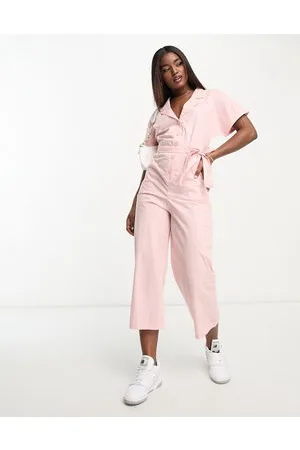 Monki Poplin tie waist jumpsuit in