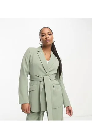 Forever New Blazer with tie belt in olive