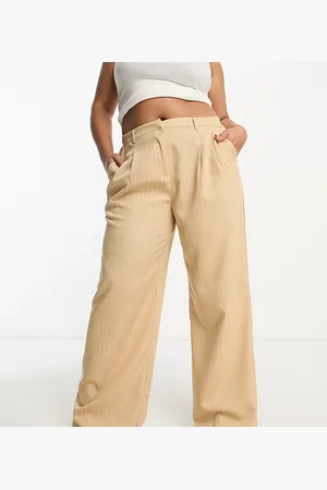 In The Style X Georgia Louise high waist tailored trouser in cream pinstripe