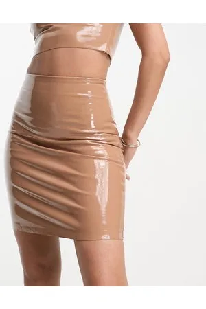 Commando Co-ord faux patent leather mini skirt in tan