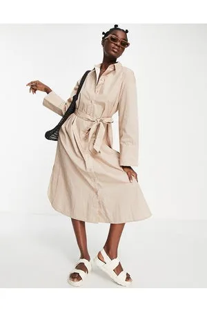 SELECTED Femme cotton oversized maxi shirt in stripe
