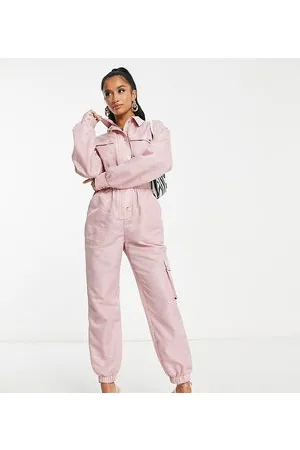 Miss Selfridge Petite nylon waisted jumpsuit in dusky