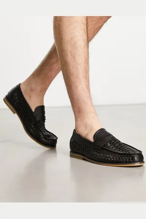 Truffle Collection Faux leather woven penny saddle loafers in