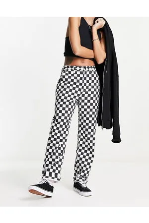 Vans Authentic chino trousers in black and checkerboard