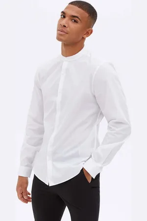 New Look Long sleeve grandad shirt in