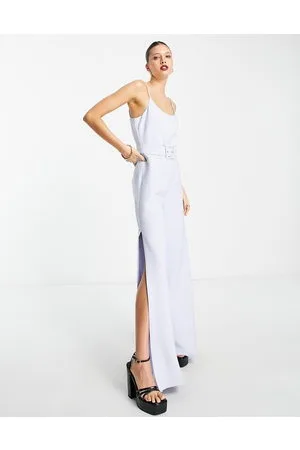 ASOS Tailored wide leg jumpsuit with belt in pale
