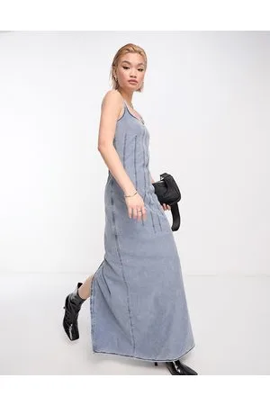 Weekday Kelsey seam detail maxi dress in washed