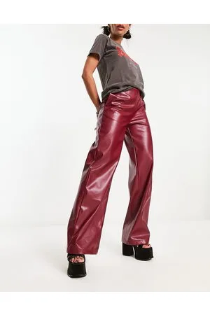 Heartbreak PU wide leg trousers co-ord in maroon