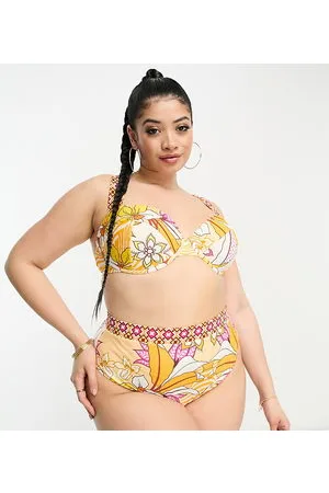 River Island High waist bikini bottom in tropical print