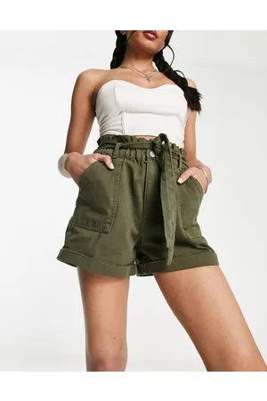 New Look Paperbag shorts in dark khaki