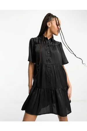 JDY Satin smock mini dress in