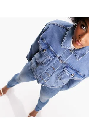 ASOS ASOS DESIGN Tall western denim jacket in midwash