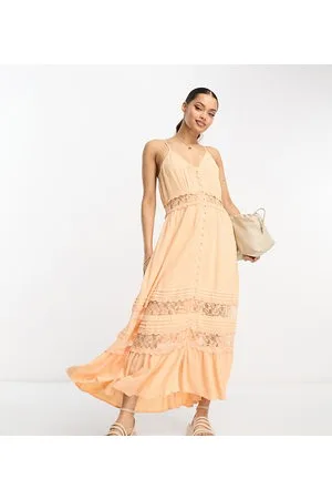 Y.A.S Lace insert cami maxi dress in apricot