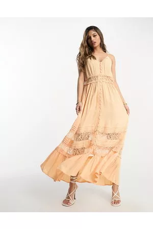 Y.A.S Lace insert cami maxi dress in apricot
