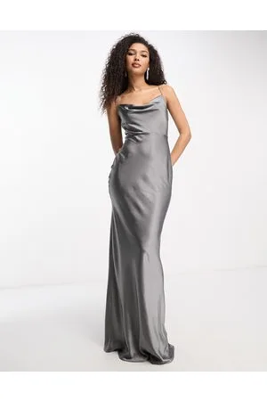 Pretty Lavish Keisha cowl neck satin maxi dress in slate