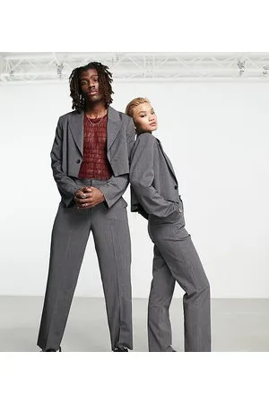 COLLUSION UNISEX straight trouser in stripe co-ord