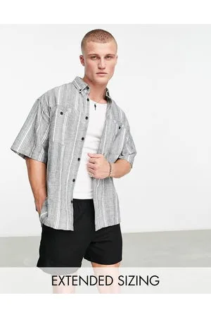 ASOS Boxy oversized linen mix shirt in stripe