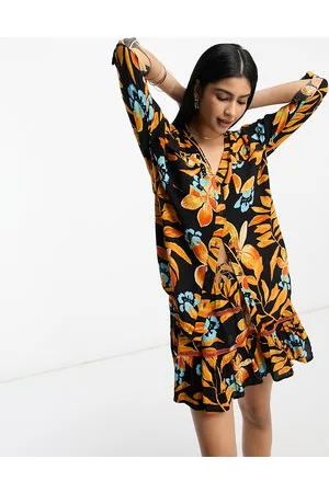 River Island Oversized beach shirt co-ord in tropical print