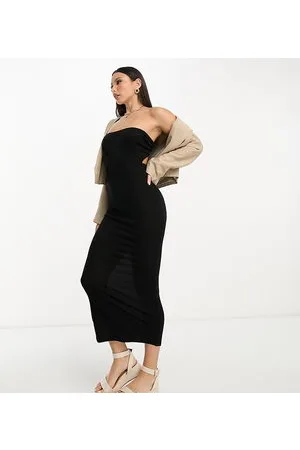 ASOS ASOS DESIGN Tall rib bandeau maxi beach dress in