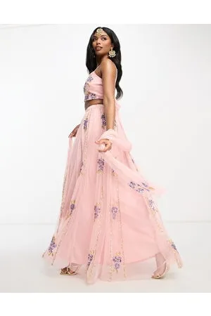 Maya Floral embellished maxi skirt in pale co-ord
