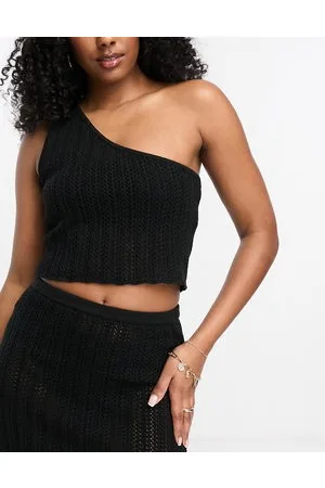 4th & Reckless Dune crochet one shoulder beach crop top co-ord in