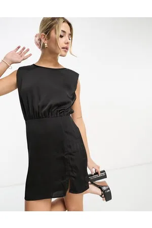 Gilli Satin shoulder pad mini dress in