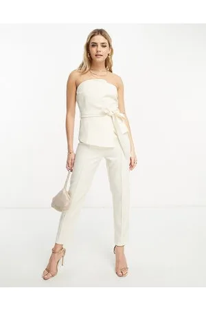 In The Style Slim tailored trouser co-ord in cream