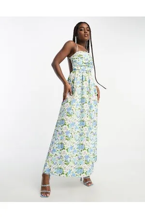The Frolic Cut-out detail assymetric midaxi dress in vintage bloom floral