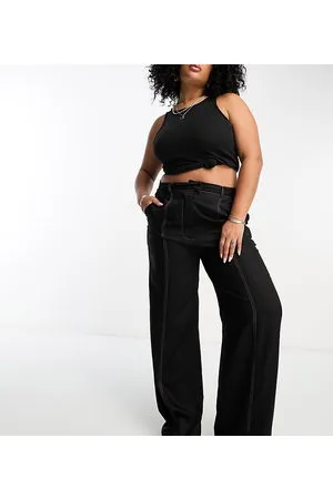Heartbreak Plus Fit and flare trousers with contrast stitch in