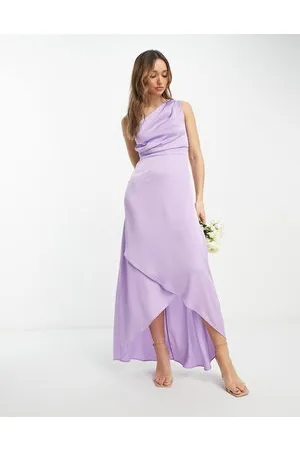 TFNC Bridesmaid one shoulder maxi dress in lilac