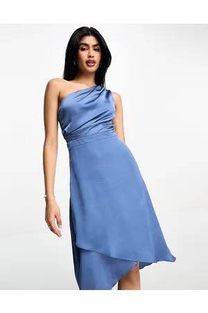 TFNC Bridesmaid one shoulder midi dress in dusky