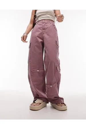 Topshop Washed high waist pocket cargo trouser in