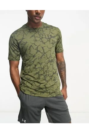 Under Armour Rush energy printed short sleeve t-shirt in khaki